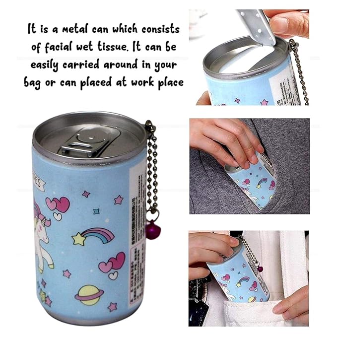 AM3863 Unicorn Mini Baby Wet Wipes Tin Pack ,Tissue Can for Cleaning Face Body - Image 7