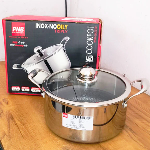 AM3913 PNB Kitchenmate Triply Cookpot with Glass Lid 24Cm - Image 2