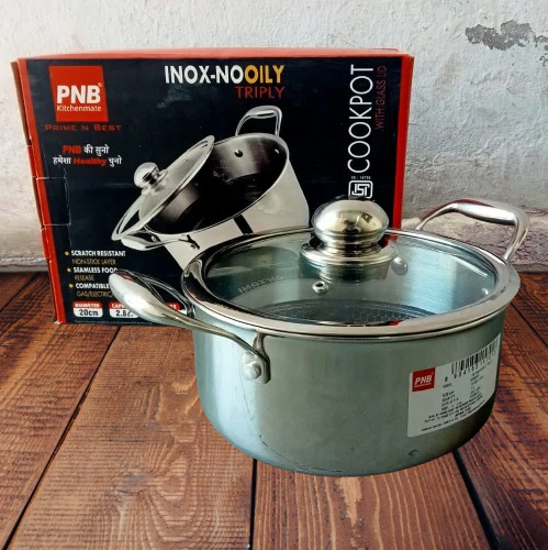 AM3914 PNB Kitchenmate Triply Cookpot with Glass Lid 20Cm