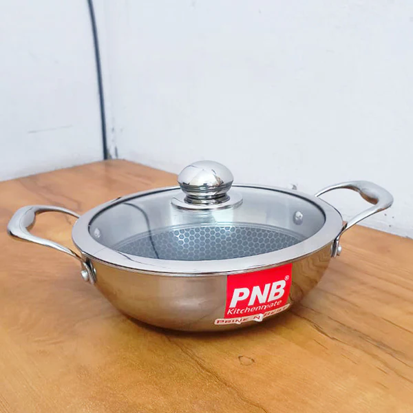 AM3923 PNB Kitchenmate Triply Karahi With Glass Lid 22cm - Image 7