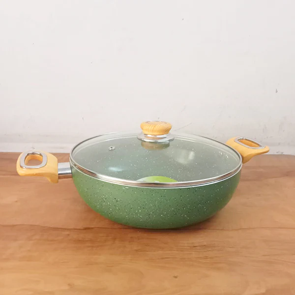 AM3928 Delizio Green Granite Coating Kadai with Glass Lid 26Cm - Image 3