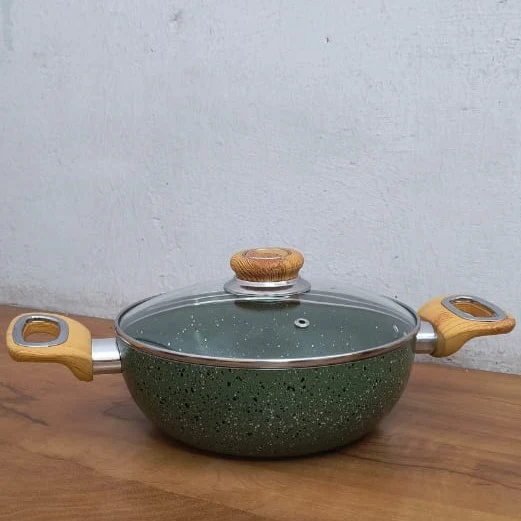 AM3929 Delizio Green Granite Coating Kadai with Glass Lid 20Cm - Image 2