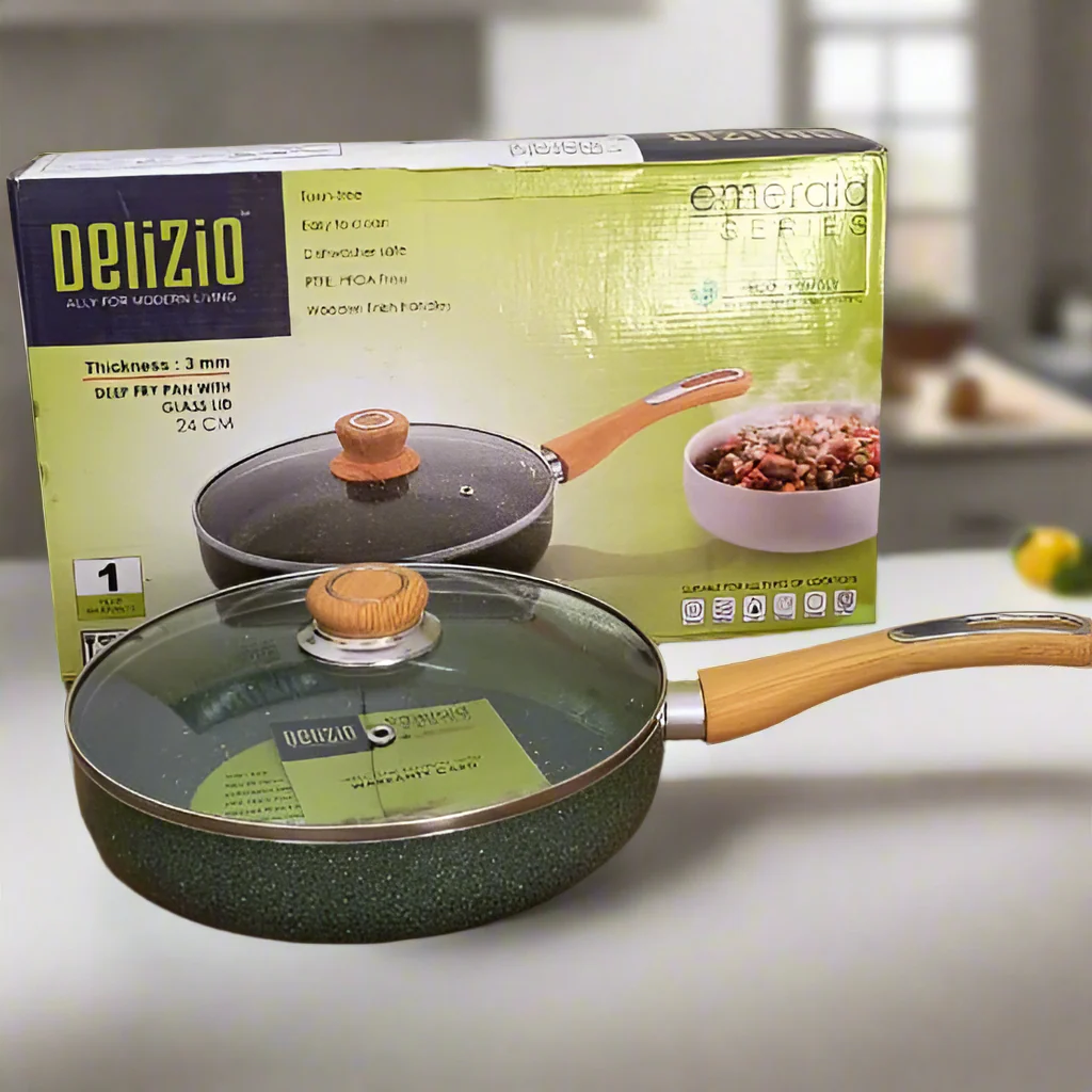 AM3931 Delizio Green Granite Coating Fry Pan Wth Lid 24Cm