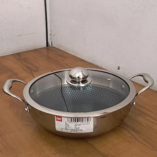 AM3934 PNB Kitchenmate Triply Karahi With Glass Lid 26cm - Image 6