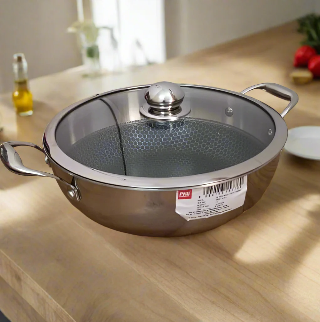 AM3935 PNB Kitchenmate Triply Karahi With Glass Lid 28cm