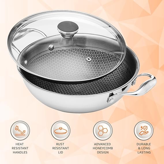 AM3923 PNB Kitchenmate Triply Karahi With Glass Lid 22cm - Image 5