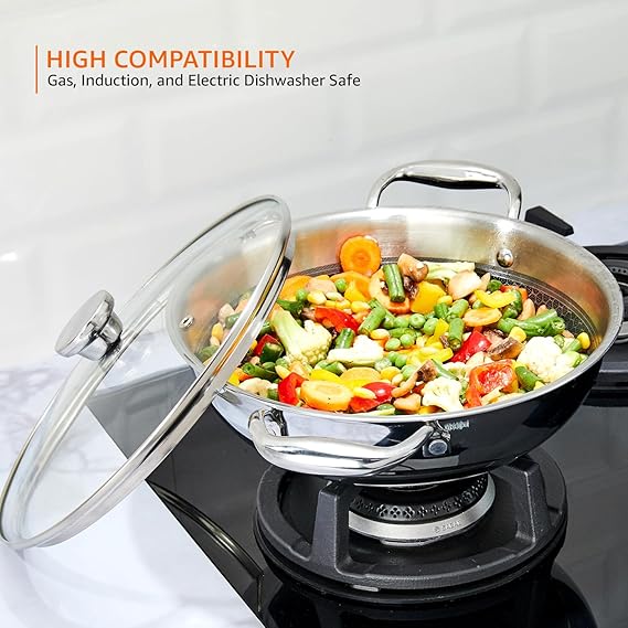 AM3923 PNB Kitchenmate Triply Karahi With Glass Lid 22cm - Image 6
