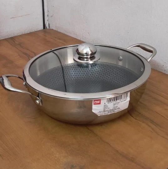 AM3935 PNB Kitchenmate Triply Karahi With Glass Lid 28cm - Image 6