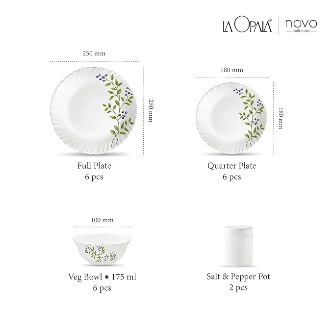 AM3962 La Opala, Novo Collection, Opal Glass Dinner Set 20 pcs - Image 4