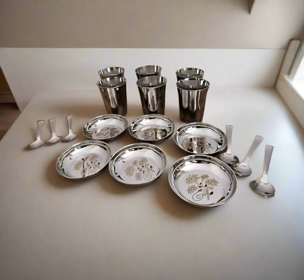 AM3966 Madhuram Exclusive Dinner Set Stainless Steel 42 Pcs Set - Image 6