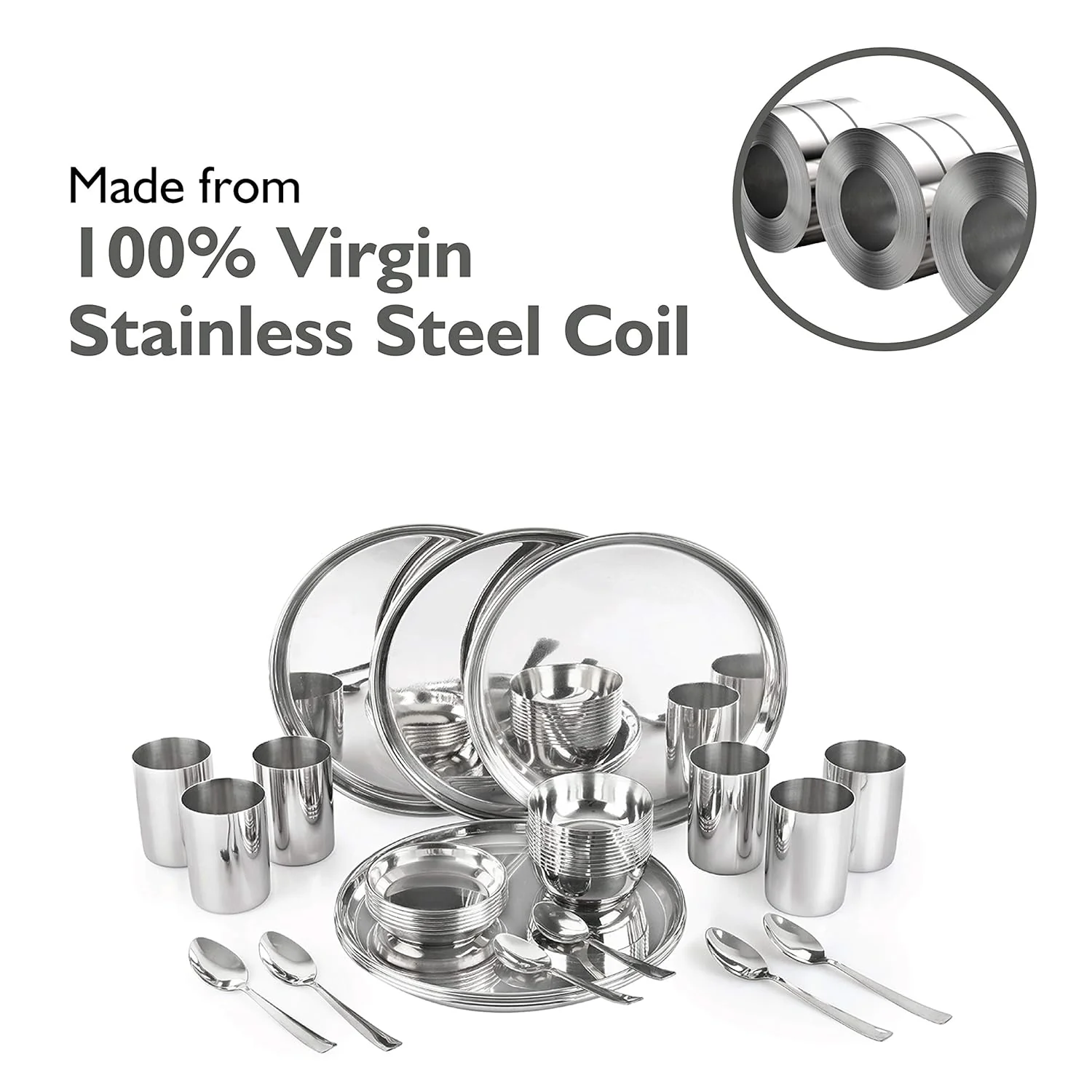 AM3966 Madhuram Exclusive Dinner Set Stainless Steel 42 Pcs Set - Image 8