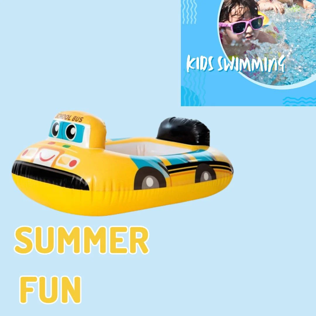 AM3976 Vehicle Fire Engine Shape Sit Pool Float Tube Boat Beach Water Swimming Pool Tube Inflatable Kiddie Swim Water Ring Swimming Tube Ring for Kids (School Bus) - Image 3