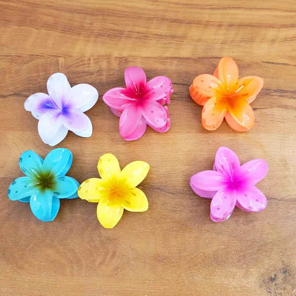 AM5002 Flower Jumbo Claw Clip for Girls & Women Hair Medium Stylish Accessories Pack of 6 Random Color - Image 4