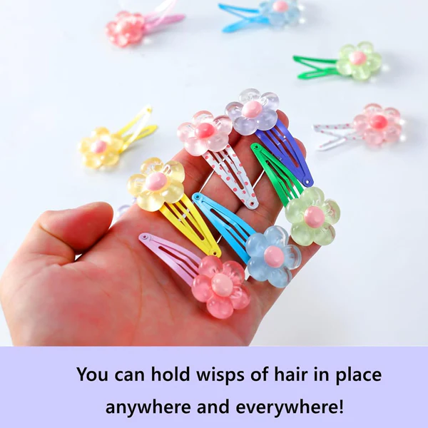 AM5003 Snap Flower Hair Clips for women and Girls (Random Colour) - Image 3