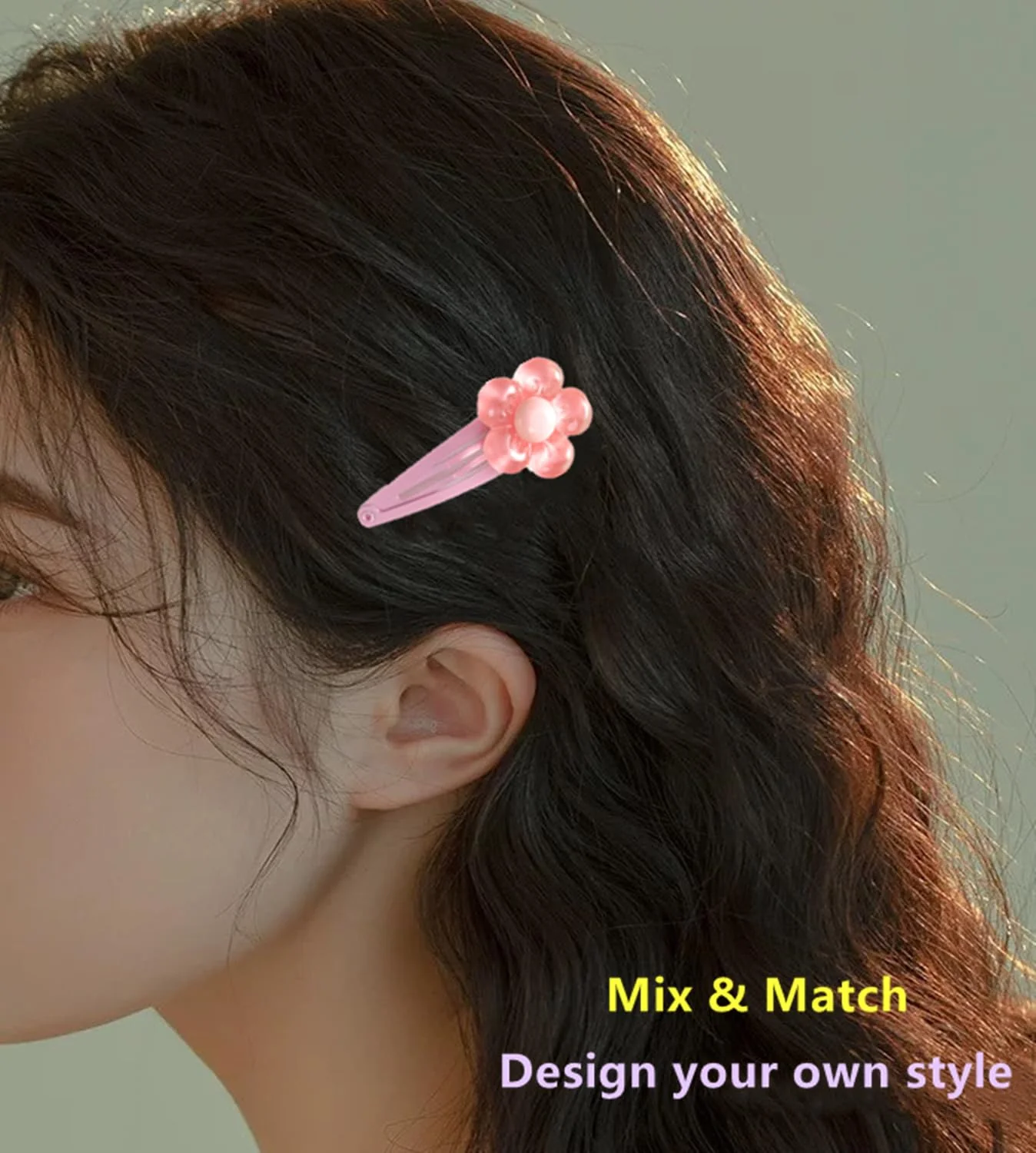 AM5003 Snap Flower Hair Clips for women and Girls (Random Colour) - Image 4