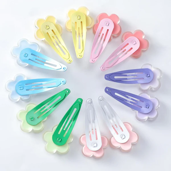 AM5003 Snap Flower Hair Clips for women and Girls (Random Colour) - Image 5