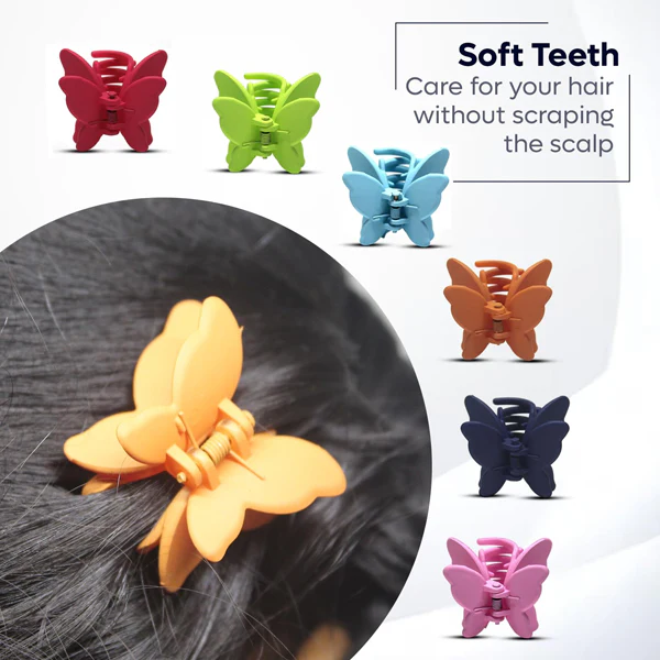 AM5010 Small Butterfly Hair Clature for Thick Hair Matte Finish Hair Claw Clips for Women & Girls (Multicolour)