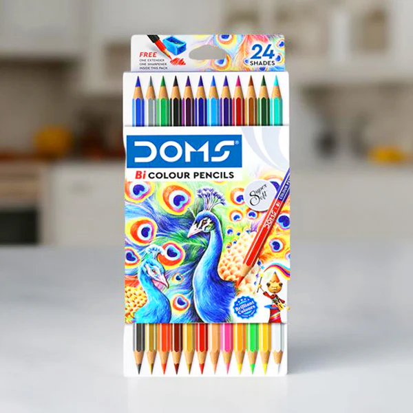 AM5034 DOMS Bi Colours 24 Shades Pencil (12 Nos),Ink Color: Multicolor
