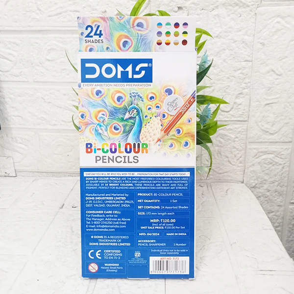 AM5034 DOMS Bi Colours 24 Shades Pencil (12 Nos),Ink Color: Multicolor - Image 5