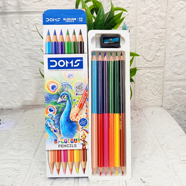 AM5035 DOMS Bi Colours 12 Shades Pencil (6 Nos),Ink Color: Multicolor - Image 3