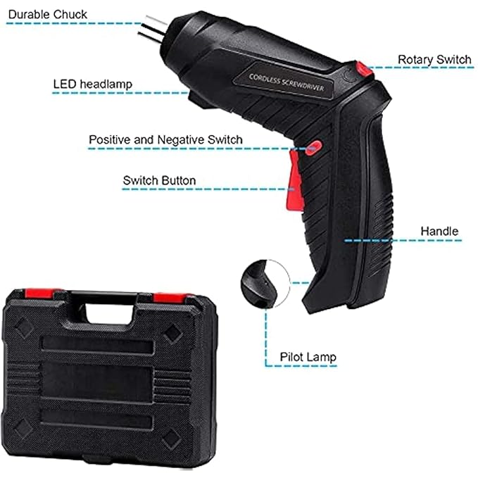 AM5049 Rechargeable Powerful Cordless Screwdriver With Drill Machine 48 Pcs - Image 4