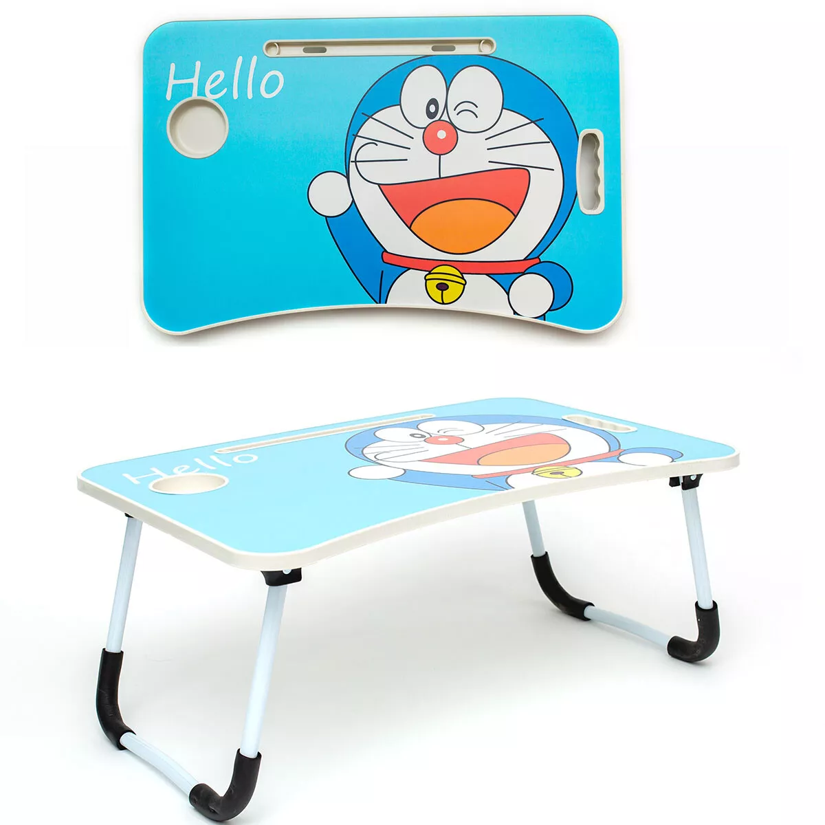 AM5052 Foldable Laptop Study Table with Cup Holder Multipurpose Bed Writing Desk Table for Home School Students (Multicolor)