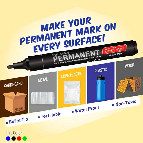 AM5064 Soni Officemate Permanent Marker For Office,Collage  (Blue) - Image 5