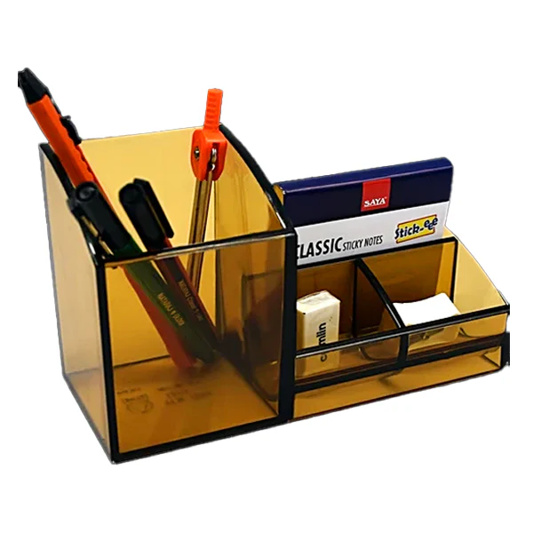 AM5061 Elite Pen Transparent Tray 4 Different Compartments - Pack of 1 (Brown) - Image 2