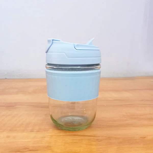 AM5066 Travel Glass Sipper with Lid and Straw 350 ml, Reusable Glass Tumbler with Lid and Straw - Image 4