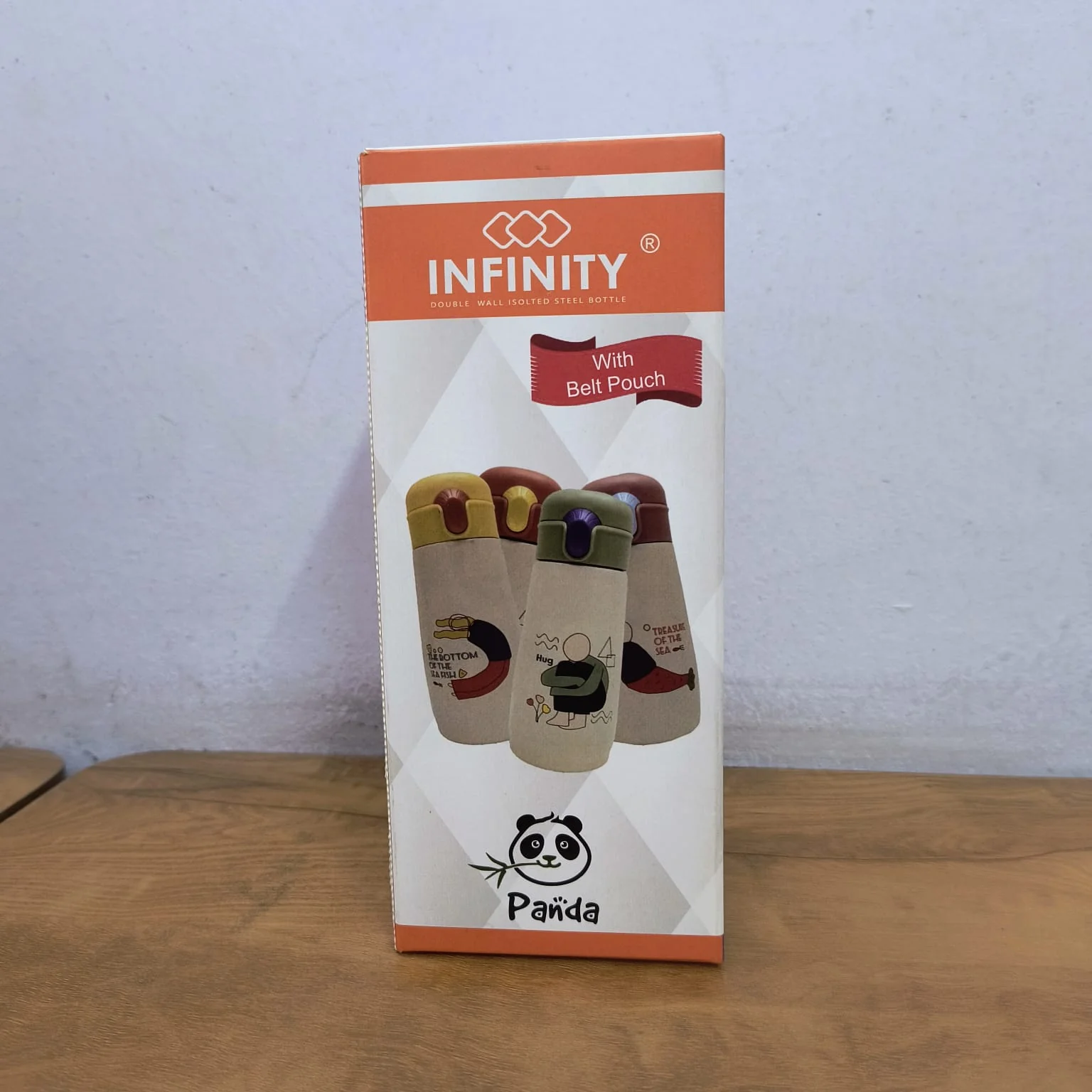 AM5116 Infinity Panda Double Wall Insulated Steel Bottle With Belt Pouch 450ml - Image 4