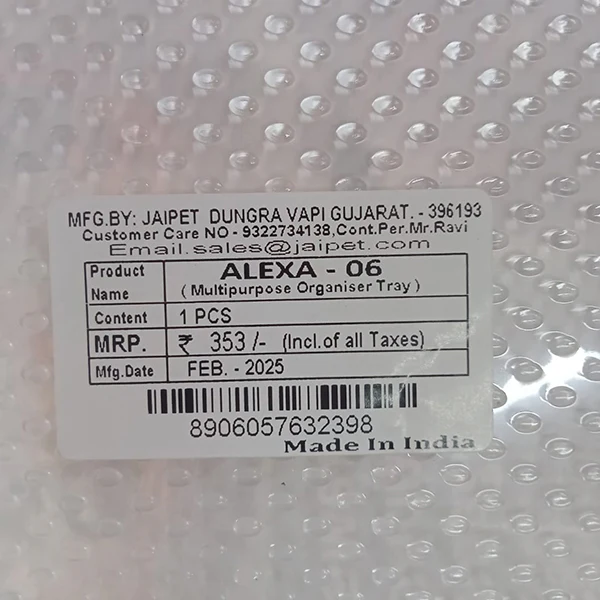 AM5145 Jaipet Alexa-06 Multipurpose Drawer Organiser (transparent) - 3 Partition Set of 1 - Image 3