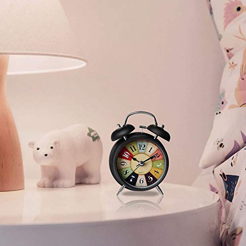 AM5154 Table Clock Retro Twin Bell Metal Frame Alarm Clock with Night Backlight - Image 2