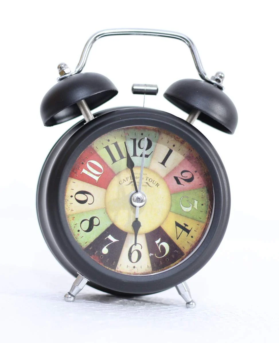AM5154 Table Clock Retro Twin Bell Metal Frame Alarm Clock with Night Backlight - Image 5