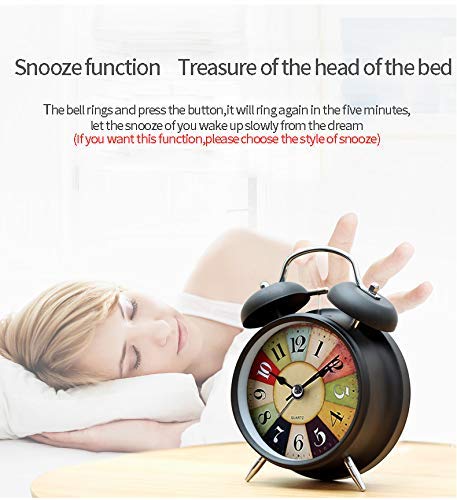 AM5154 Table Clock Retro Twin Bell Metal Frame Alarm Clock with Night Backlight - Image 8