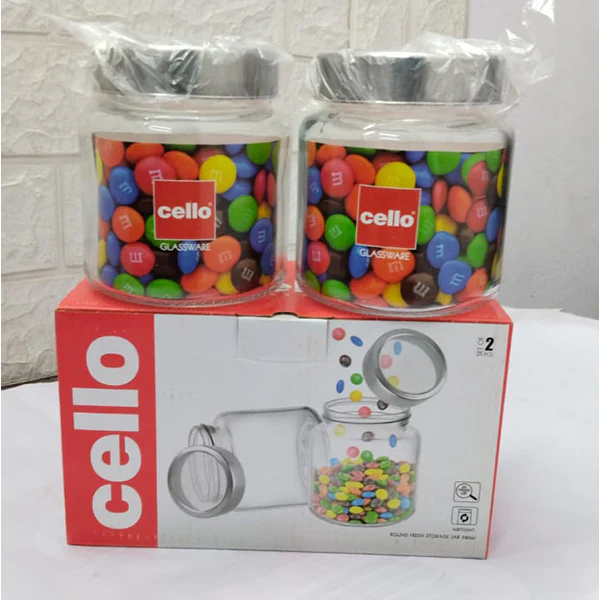 AM5163 CELLO Round Fresh Glass Storage Jar, 580ml (Set of 2) - Image 5