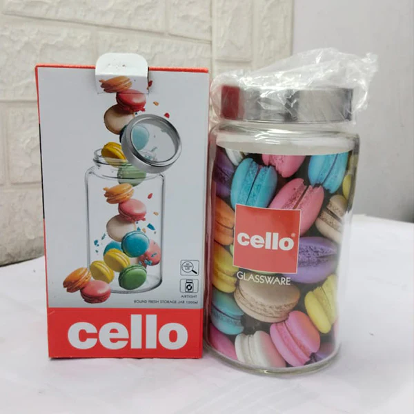 AM5164 Cello Round Fresh Glass Storage Jar, 1000ml (Set of 1) - Image 2