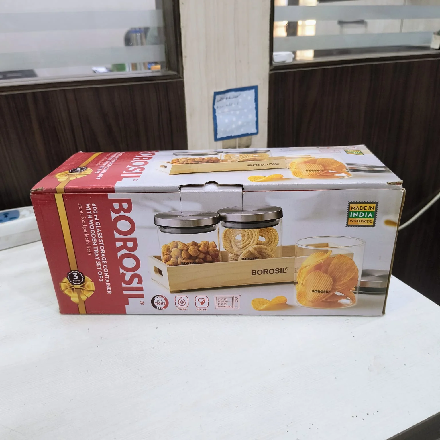 AM5170 Borosil Classic Jars With Wooden Tray - 3Pcs (600 ml Each) - Image 11