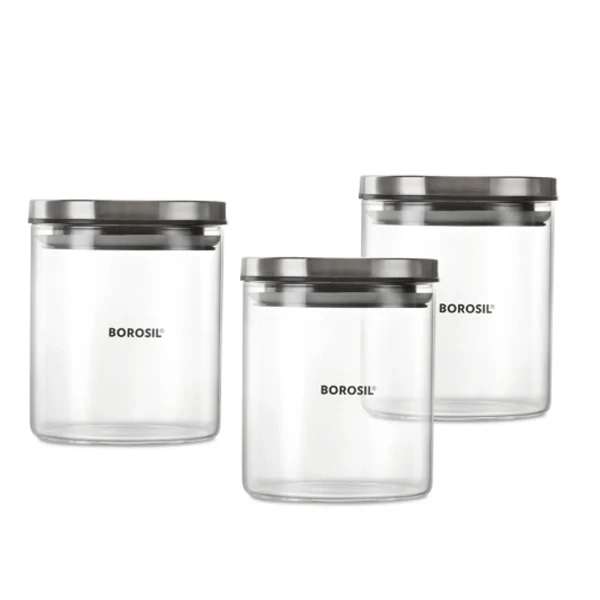 AM5170 Borosil Classic Jars With Wooden Tray - 3Pcs (600 ml Each) - Image 3