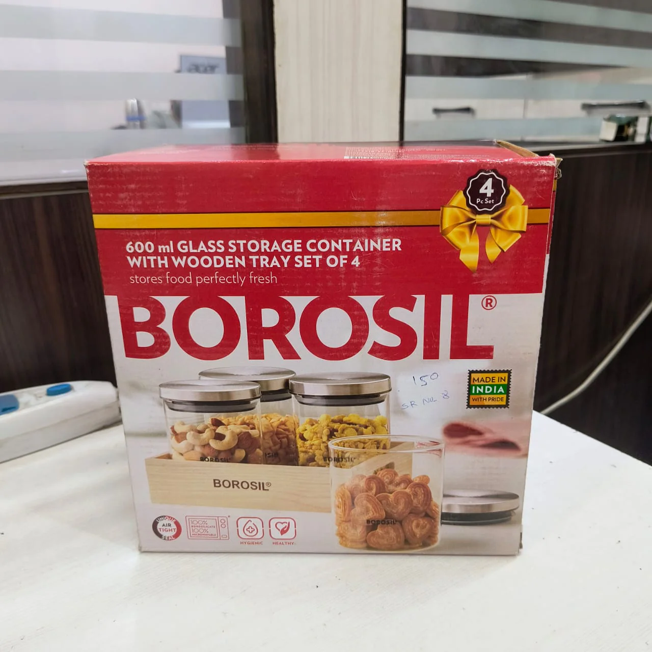 AM5171 Borosil Classic Jars With Wooden Tray - 4Pcs (600 ml Each) - Image 11