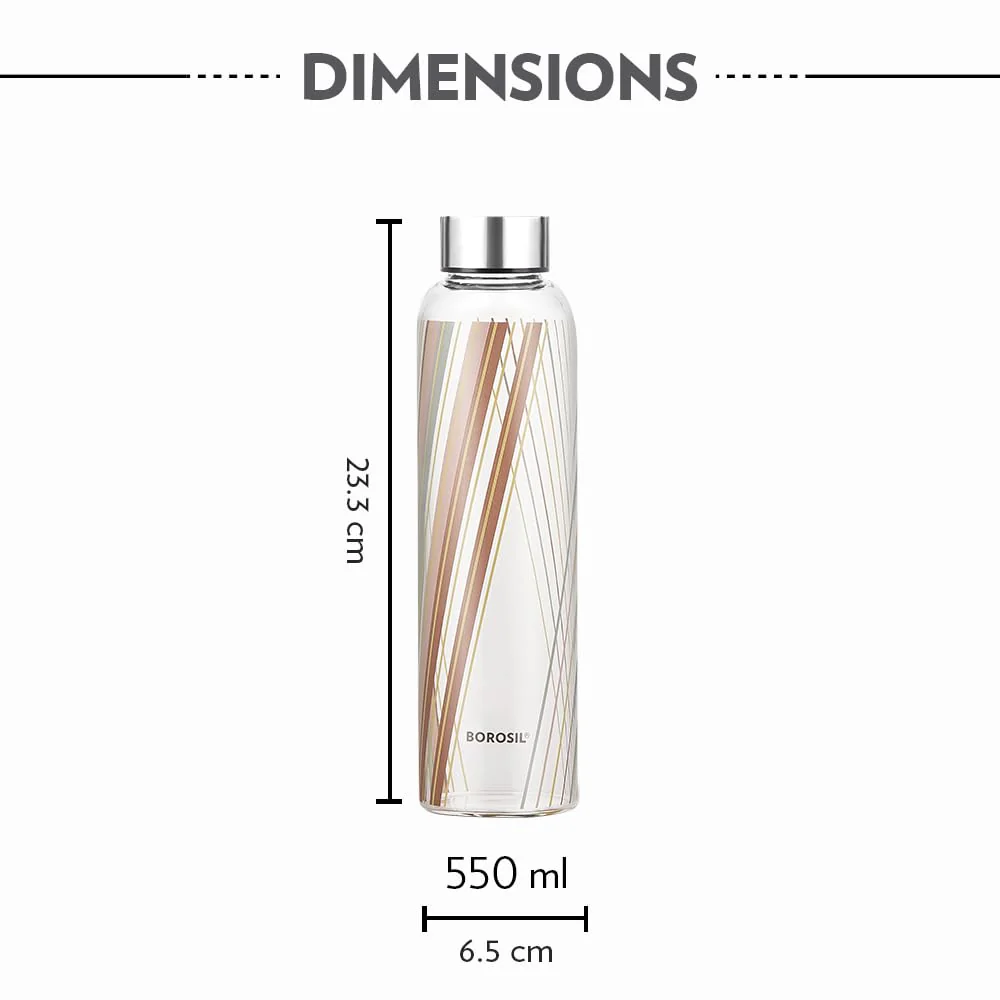 AM5175 Borosil Artisan Series Prism 550 Ml Narrow Mouth Glass Bottle with Metal Lid - Store Water, Lassi, Juice, Smoothies | Dishwasher Safe - Image 7