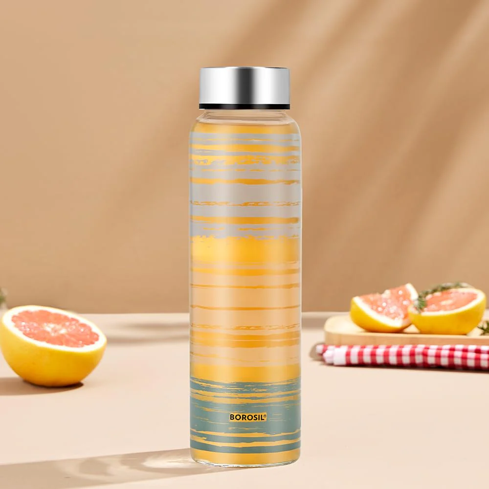 AM5176 Borosil Artisan Series Glance 550 Ml Wide Mouth Glass Bottle with Metal Lid - Store Water, Lassi, Juice, Smoothies - Image 3