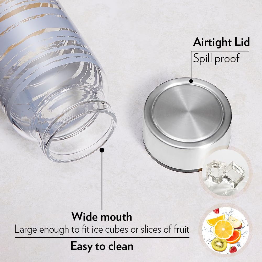 AM5176 Borosil Artisan Series Glance 550 Ml Wide Mouth Glass Bottle with Metal Lid - Store Water, Lassi, Juice, Smoothies - Image 7