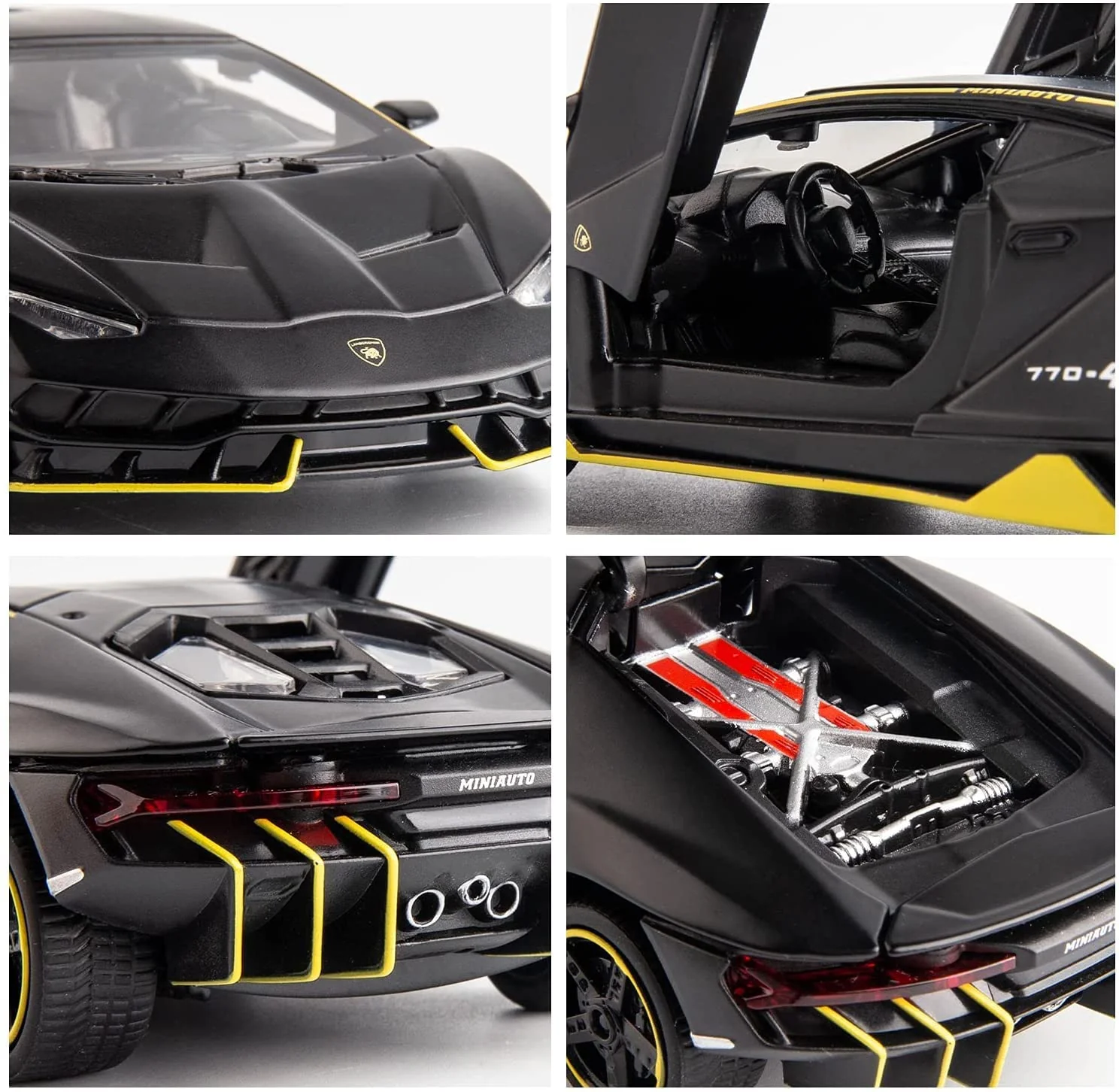 AM5179 1:32 Diecast Lamborgini Centenario Alloy Metal Pull Back Die-Cast Car Scale Model Pullback with Sound Light Mini Auto Toy car for Kids Best Gifts Toys for Kids Boys (Multicolor) - Image 6