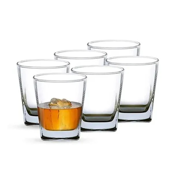 AM5209 YERA Prima OAK Whisky Square Glass Set Of  6 Pcs - Each 295ml