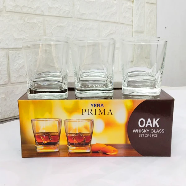 AM5209 YERA Prima OAK Whisky Square Glass Set Of  6 Pcs - Each 295ml - Image 3