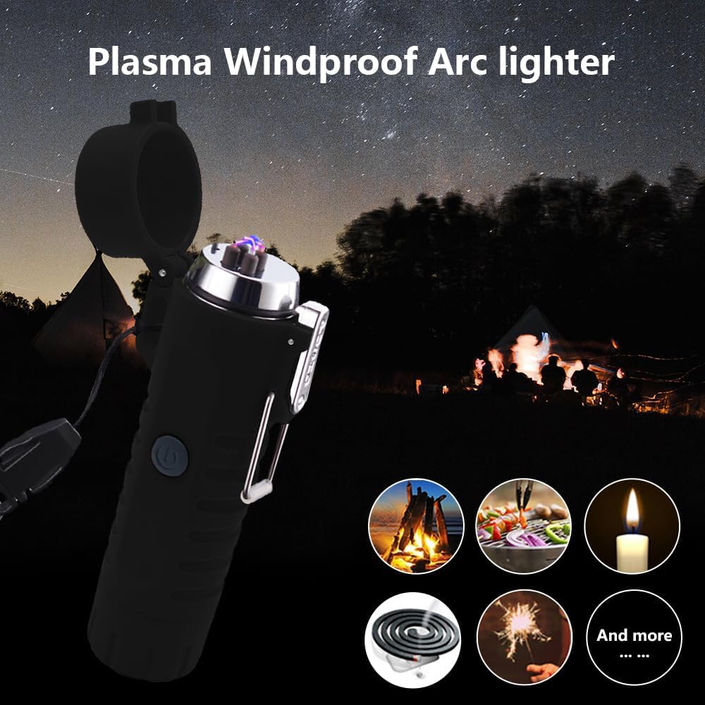 AM5243 Plasma Electric Lighter Rechargeable, Waterproof Lighter Plasma Lighter with Flashlight 360°Flexible Long Neck ARC Lighter Flameless for Camping Hiking - Image 5