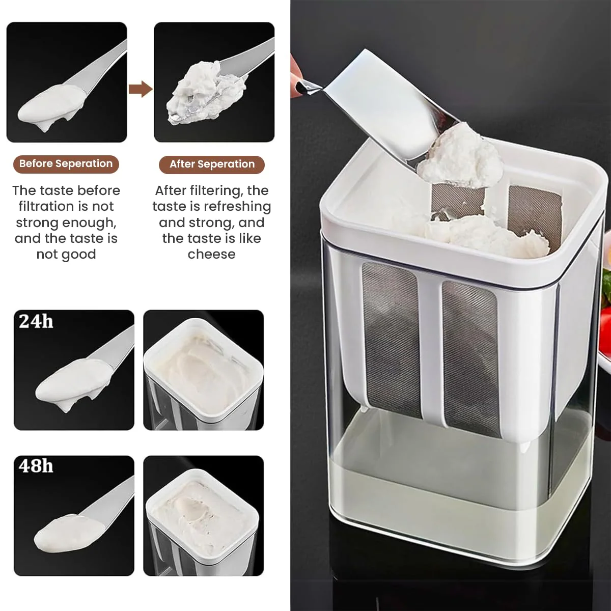 AM5278 Yogurt & Curd Maker - Fine Mesh Strainer with Lid - Image 4