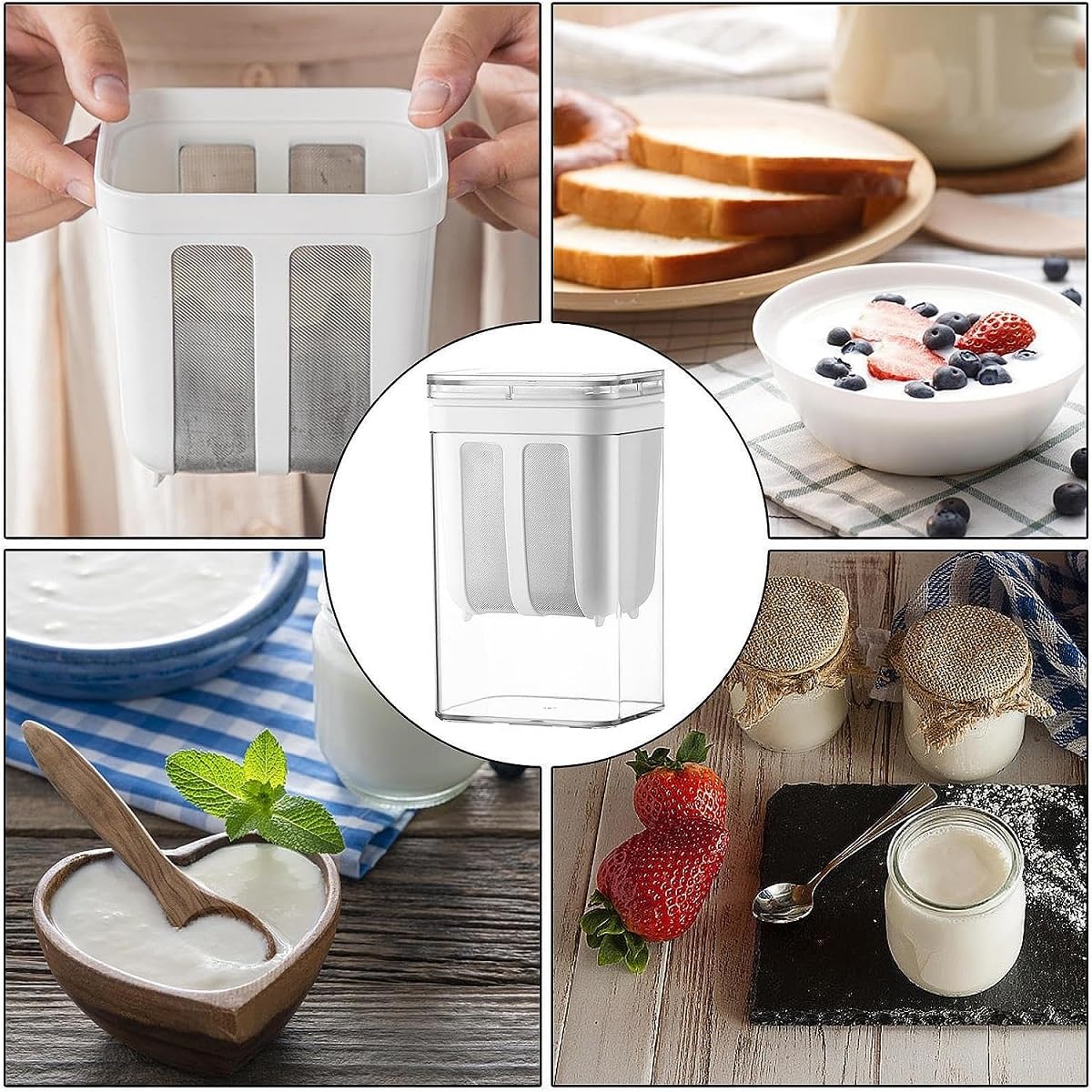 AM5278 Yogurt & Curd Maker - Fine Mesh Strainer with Lid - Image 6