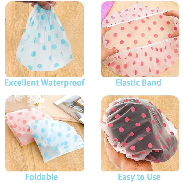AM5300 Shower Caps for Women's, Ladies With Waterproof Elastic Band - Image 3