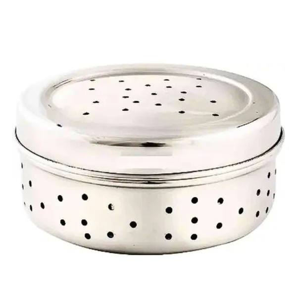 AM5331 Hole Dabba Stainless Steel Coriander Storage Box Medium - Image 4